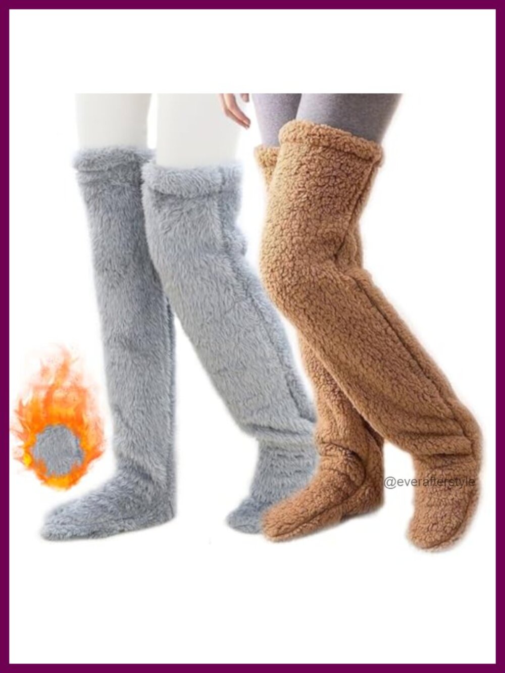 Fuzzy Thigh High Over Knee Plush Slipper Socks Leg Warmers